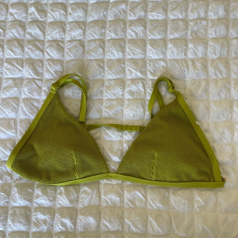 Good American textured Green Triangle Bikini Top NWOT